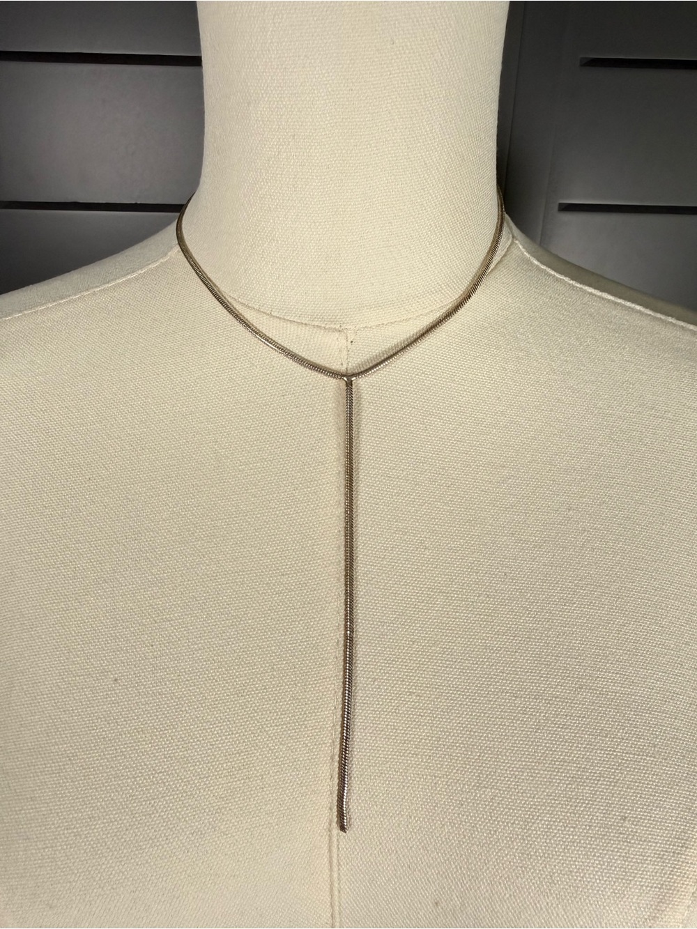 Silver-Tone Snake Chain Lariat Necklace | Minimalist Y-Drop Necklace